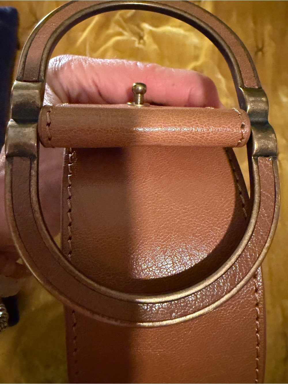 Sezane tan Leather Ring buckle belt